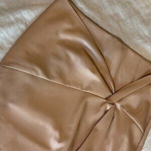 VICI Like Wow Faux Leather Twisted Midi Skirt